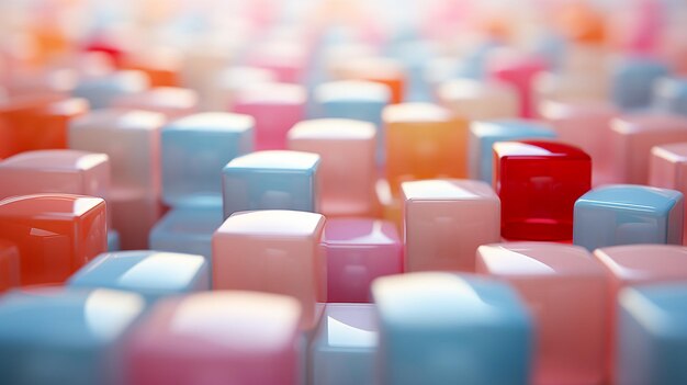 Padrão tridimensional de cubos de cores pastel desenho floral abstrato