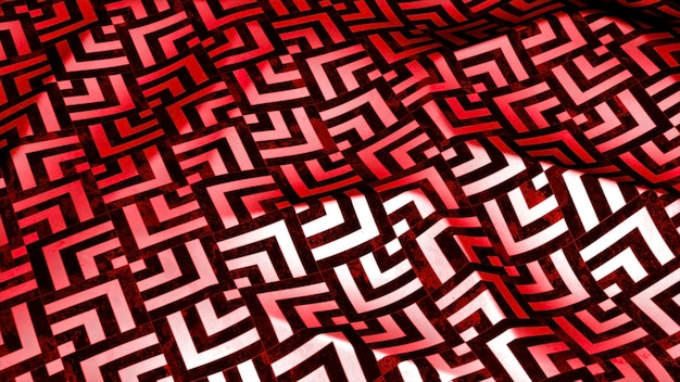 Padrão vermelho no chão movimento uma ilustração vívida d com padrões angulares pretos que sobe e