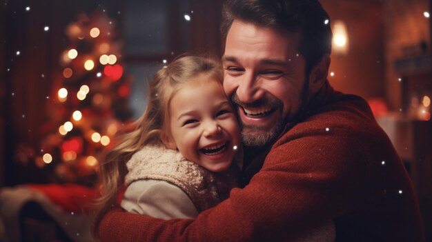 Padre abrazando a su hija pequeña día del padre Cariñosa pareja de padres e hijos Retrato