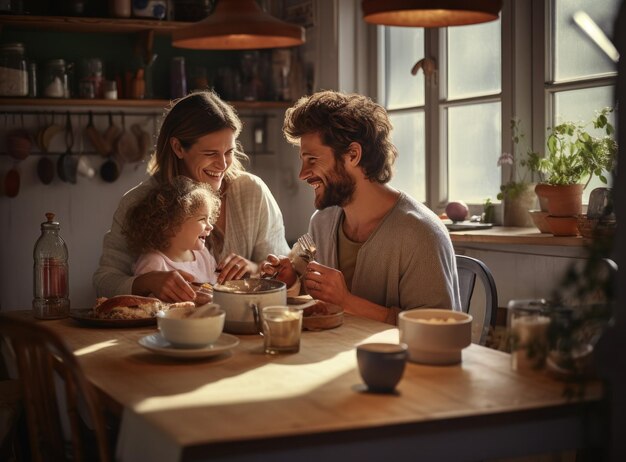 Padre comiendo con su hija