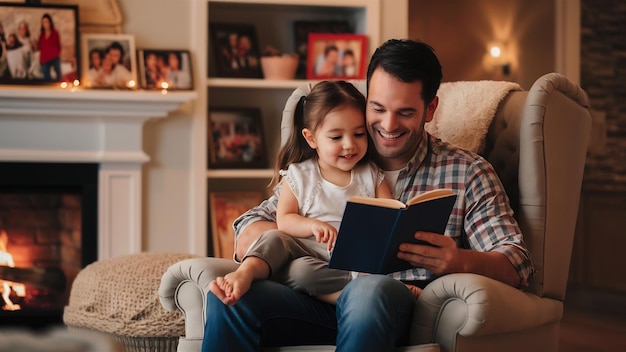 Padre e hija en casa