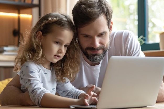 Foto padre e hija haciendo compras en línea juntos