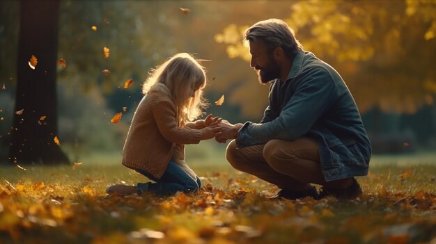 Foto padre e hija jugando al aire libre