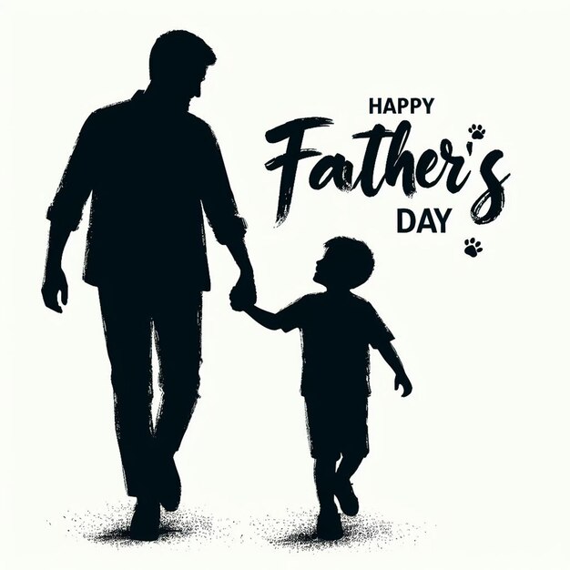 Padre e hijo caminando de la mano y celebrando el Feliz Día del Padre