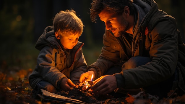 Padre e hijo en el parque