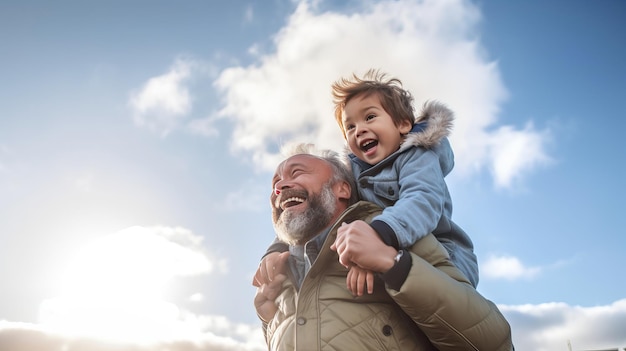 Padre e hijo pasando un buen rato al aire libre en el parque