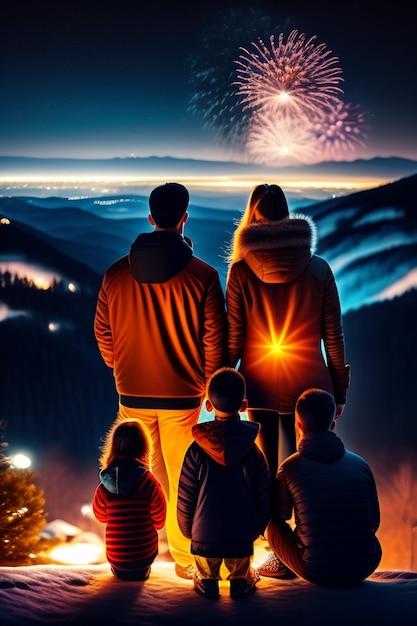 Padre e hijos en el Día del Padre Celebrando la tarjeta de felicitación del Día del Padre Feliz Generativo ai