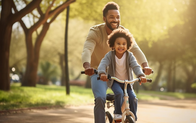 El padre enseña al hijo a pescar