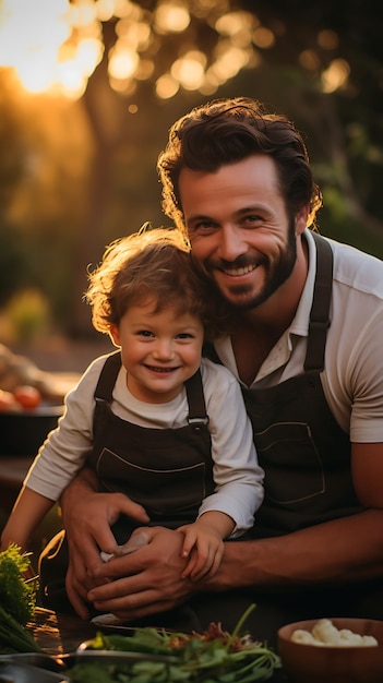 Un padre está jugando con su hijo.