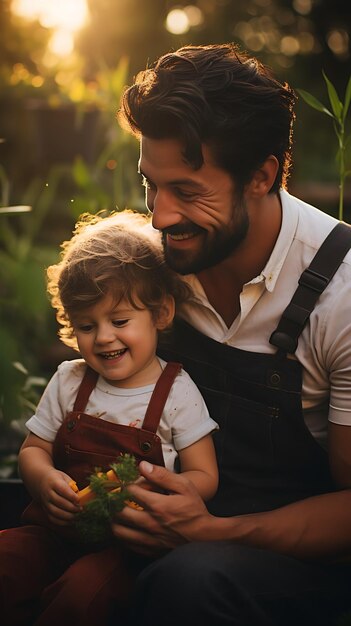 Un padre está jugando con su hijo.