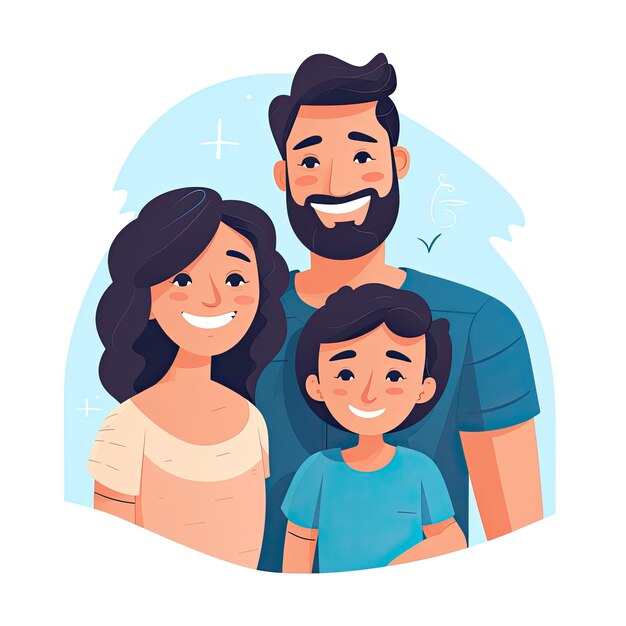 Foto padre con familia arte vectorial del día del padre en estilo plano de dibujos animados