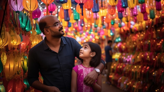 Padre y hija Diwali