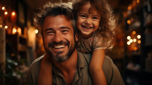 padre y hija felices sonriendo