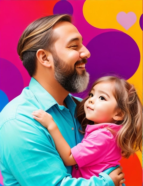 padre y hija fondo colorido