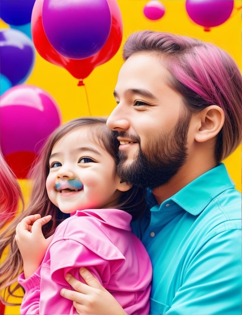 padre y hija fondo colorido