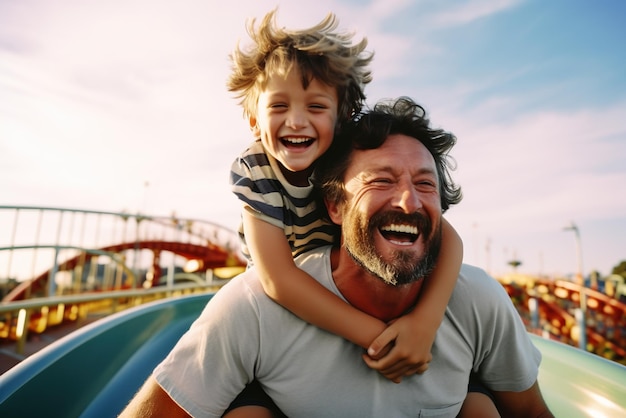 Foto padre y hijo felices.