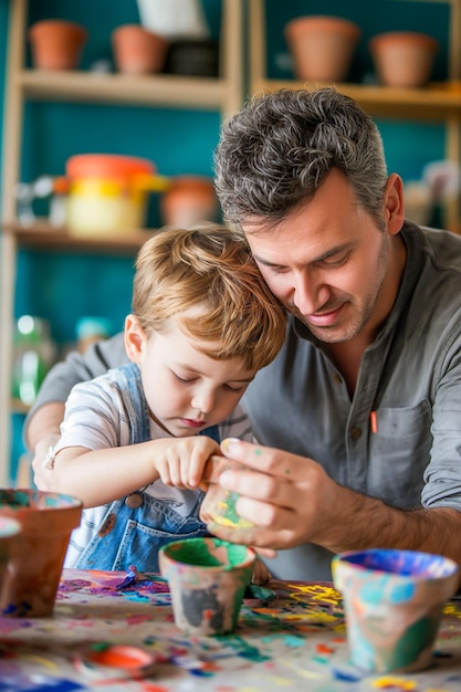 Padre y hijo se unen en un taller de bricolaje