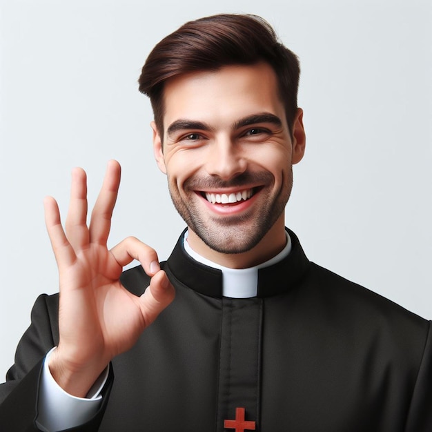 Foto padre sorridente em fundo branco