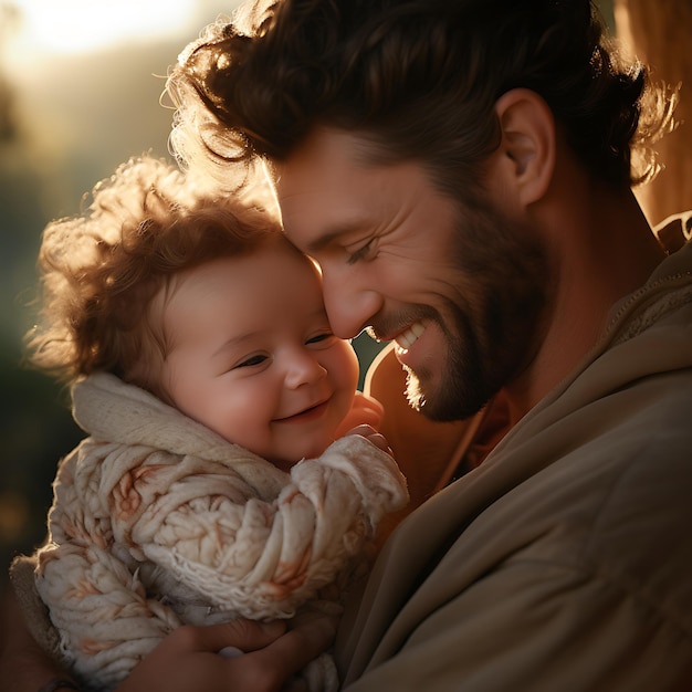 Un padre sosteniendo a su bebé recién nacido