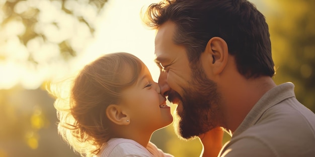 Padre sosteniendo a su hija sonriendo imagen de celebración del Día del Padre