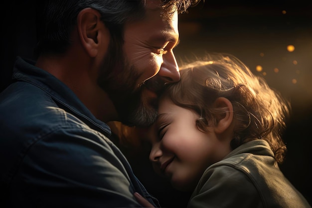 Padre sosteniendo a su hija sonriendo imagen de celebración del Día del Padre