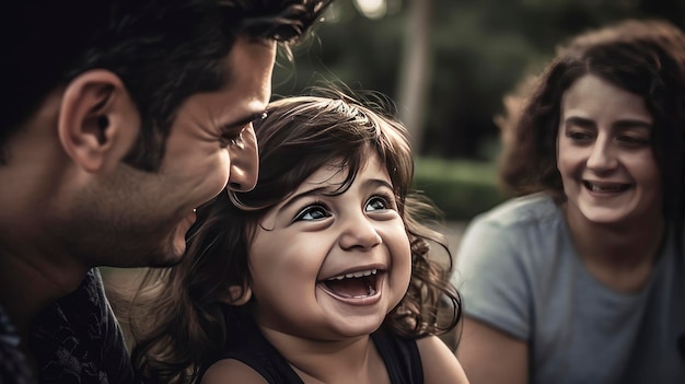 Un padre y su hija sonríen a la cámara.