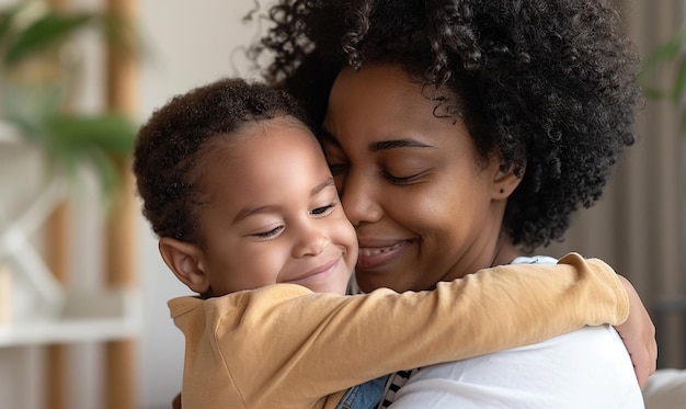 Padres e hijos se abrazan de todo corazón