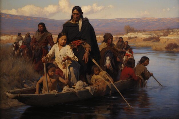 Foto padres y hijos en una canoa en un viaje de 365 días.