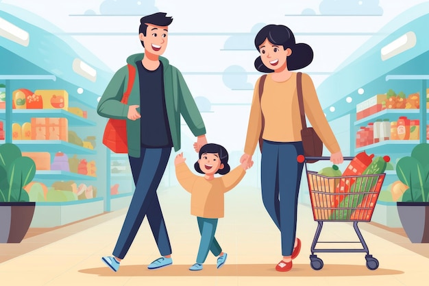 Padres ilustraciones de compras para niños Padre diversión Generar Ai