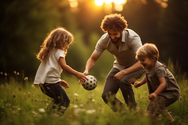 Padres jugando con niños