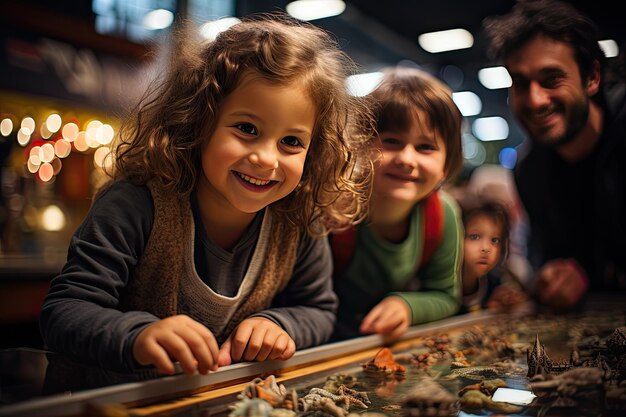 Los padres y los niños que exploran la tienda de juguetes están encantados con las opciones generativas IA