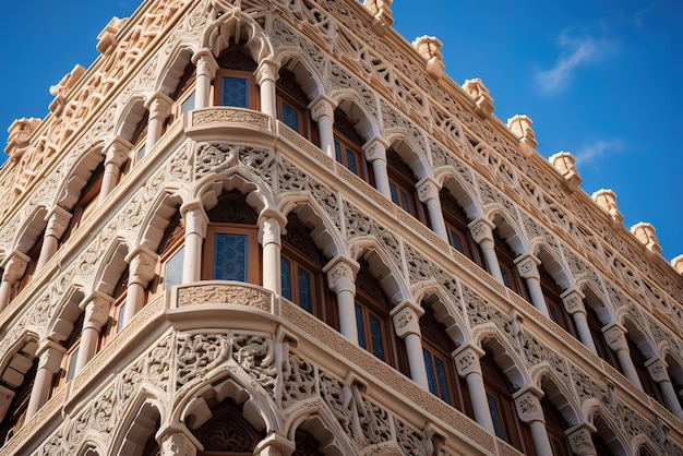 padrões arabescos intricados em uma fachada de edifício