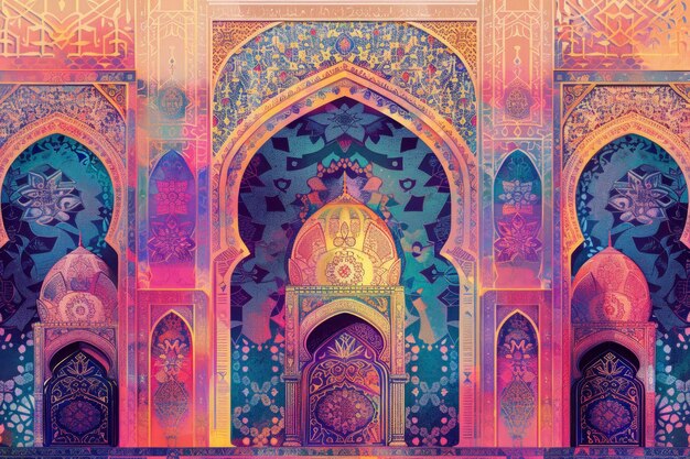 Foto padrões coloridos islâmicos desenhando fundo
