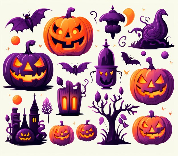 padrões de abóboras de halloween clipart