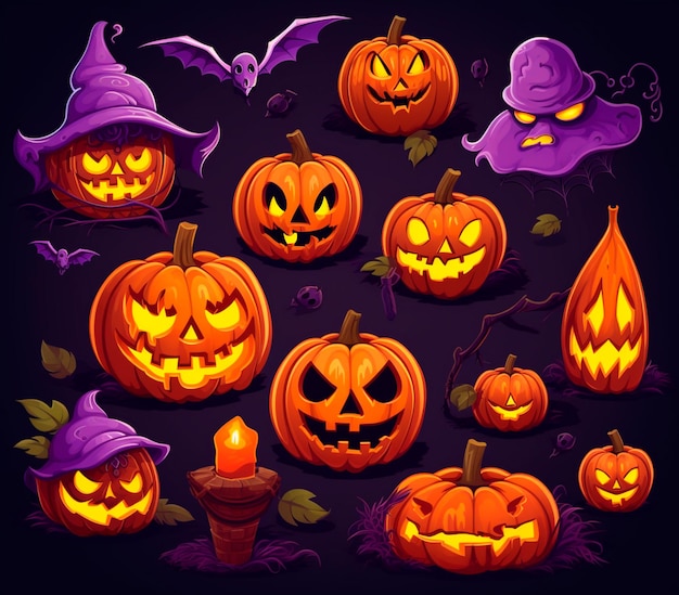 padrões de abóboras de halloween clipart