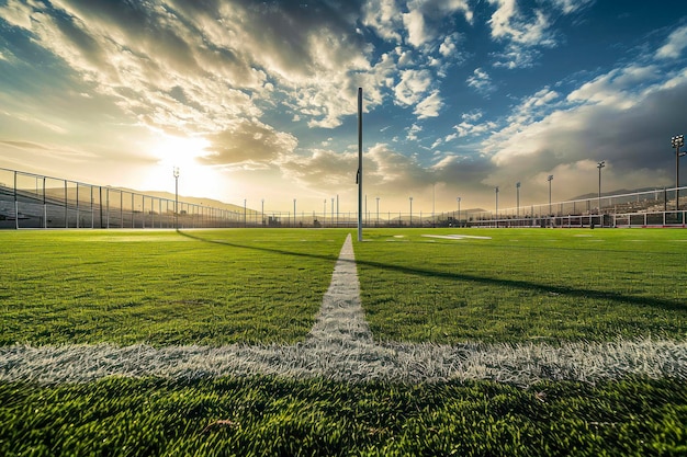 Foto padrões de campo de futebol uma foto aérea capturando os padrões intrincados