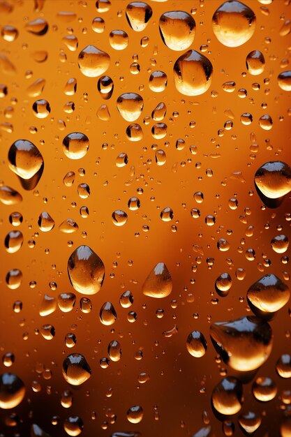 Padrões de gotas de chuva em um vidro de janela Closeup de gatas de chuva formando padrões intrincados em uma janela de janela