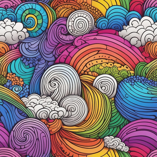 Foto padrões de verão sem costura tema arco-íris padrões de repetição design de tecido ilustração plana highl 13