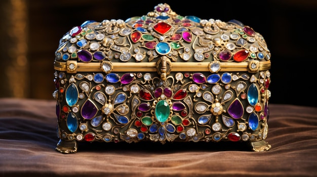 Padrões e desenhos ornamentados de uma caixa de jóias vintage