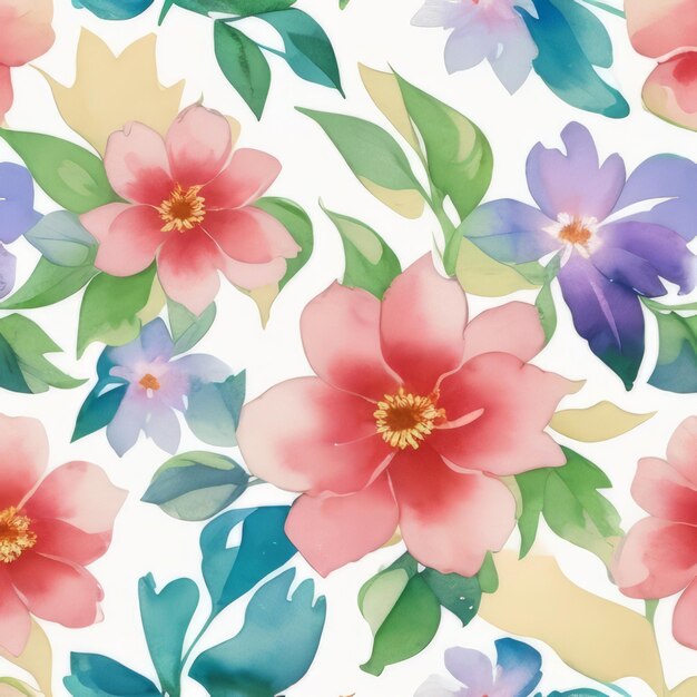 Foto padrões florais de primavera em aquarela