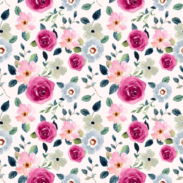 Foto padrões sem emenda de aquarela de flores