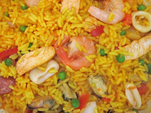 Paella con mariscos