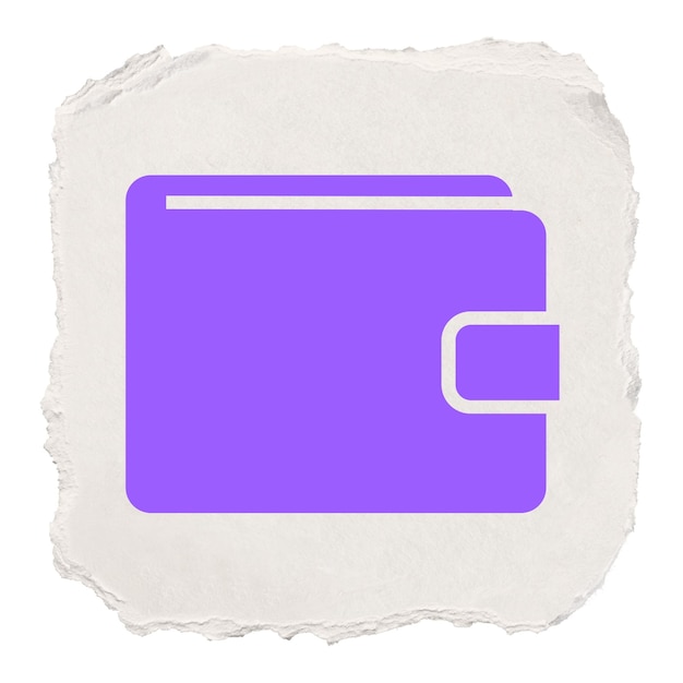 Pagamento de billetera pegatina de icono png diseño de papel rasgado fondo transparente