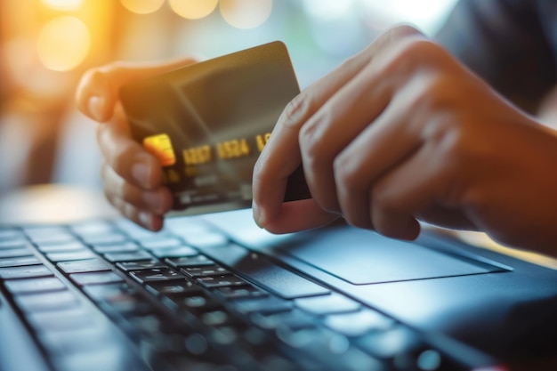 Pagamento de contas de compras em linha através de cartão de crédito e internet banking