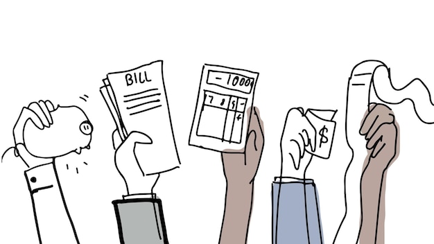 pagamento financeiro png conceito de dívida desenhada à mão