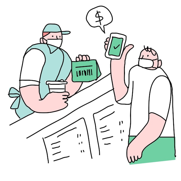 Pagamento sem dinheiro COVID-19 png novo caráter de estilo de vida normal