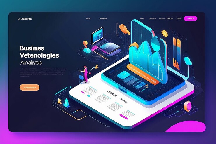 Foto página de aterrizaje isométrico análisis de negocios de concepto tecnologías virtuales diseño de plantillas de sitios web