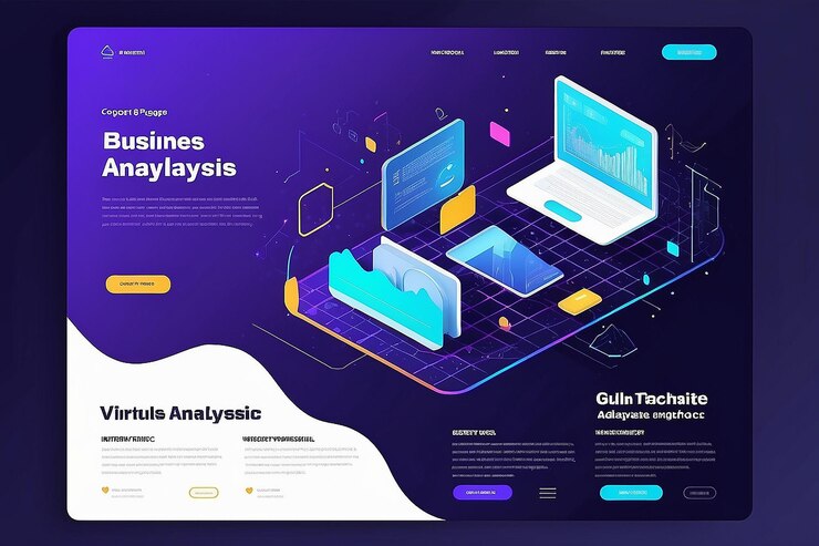 Foto página de aterrizaje isométrico análisis de negocios de concepto tecnologías virtuales diseño de plantillas de sitios web