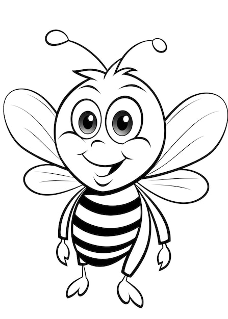 Foto página para colorear abella miel abella línea arte página para colorear abella contorno ilustración para colorear página animales página para coloreir abella linda páginas para colorear y libro ai generativo