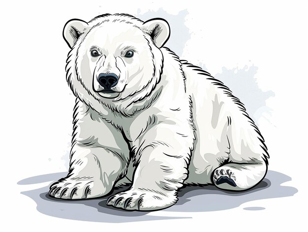 Foto página para colorear adorable bebé oso polar